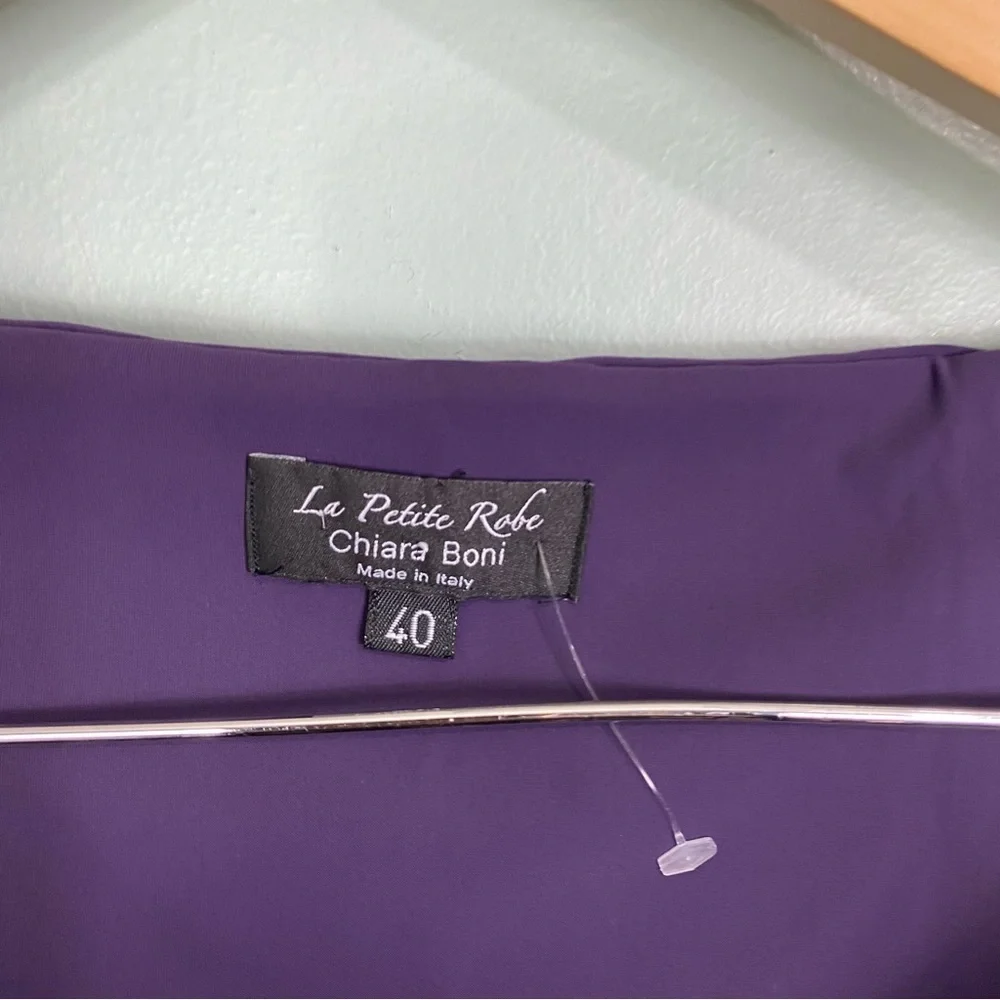Chiara Boni Purple Peplum Bodycon Half Sleeve V Neck Dress Sheath Sz 40, US 2-4 - Picture 6 of 6